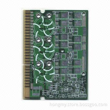 4-layer Rigid PCB with Gold Finger Green Solder Mask, White Silk Screen and 1.6mm Thickness